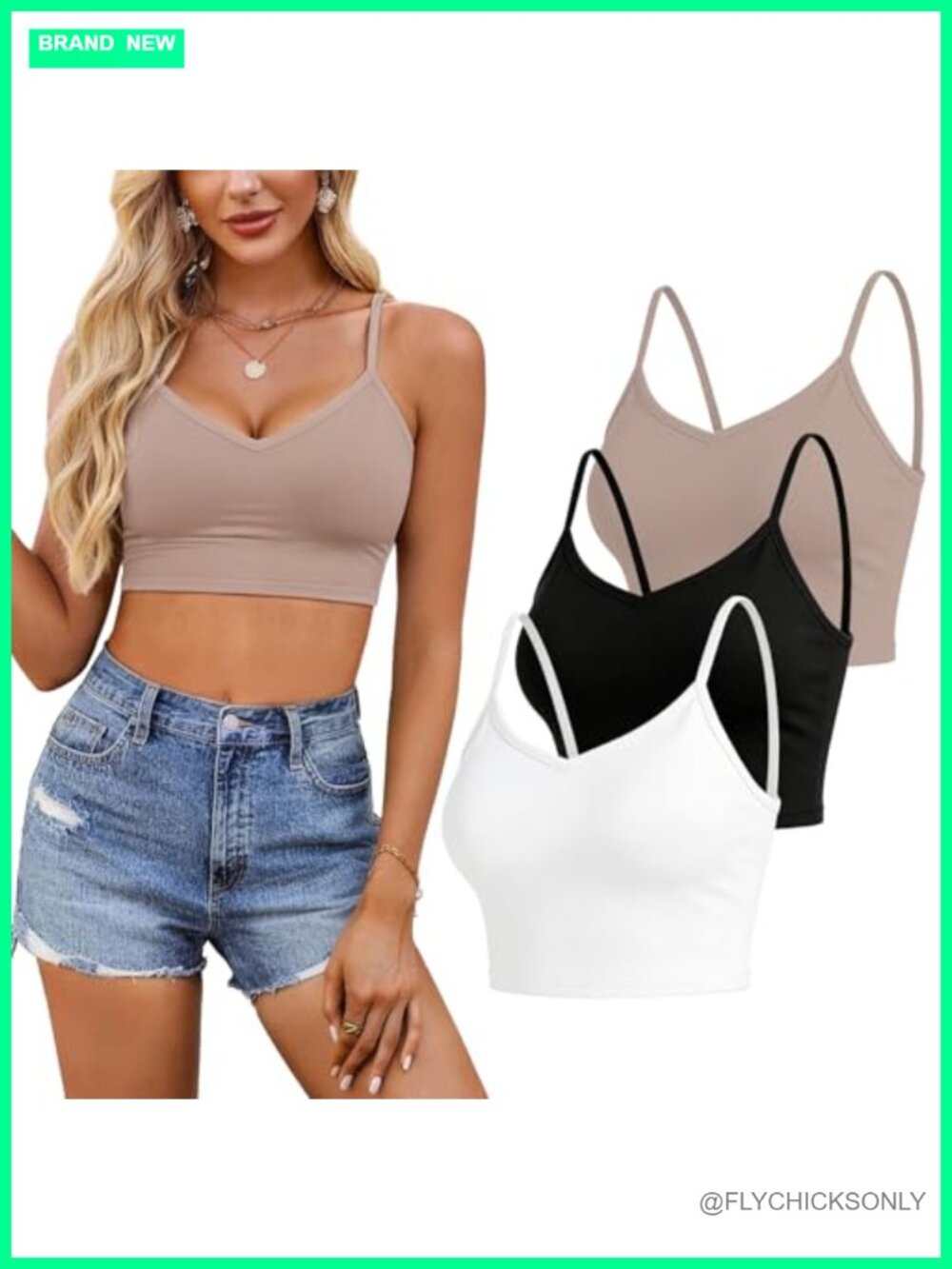 Women's Cropped Cami Tank Tops Sleeveless Spaghetti Strap 3 Pack Slim Fit